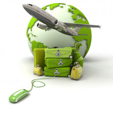 عکس سه بعدی کره زمین و هواپیما و چمدان