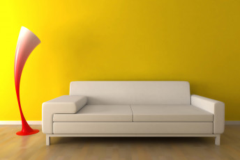 عکس مبل فانتزی سفید و دیوار زرد