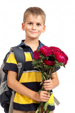 عکس دانش آموز پسر با گل