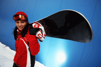 عکس ورزشی خانم به همراه اسنوبرد