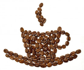 عکس فنجان قهوه با دانه های قهوه