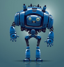 تصویر وکتور ربات دیجیتالی آبی