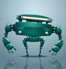 تصویر وکتور ربات دیجیتال سبز