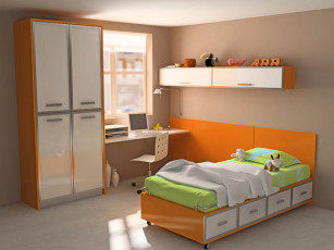 عکس اتاق خواب با رنگ نارنجی