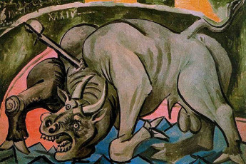 تابلوی نقاشی گاو در حال مرگ اثر پابلو پیکاسو
