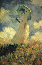 تابلو نقاشی زنی با چتر روی تپه آفتابی اثر کلود مونه