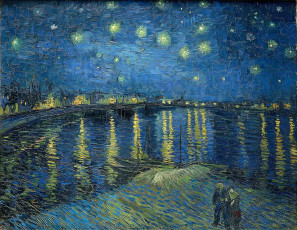 تابلوی نقاشی شب پر ستاره بر فراز رن اثر ونسان ونگوگ
