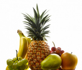 عکس میوه آناناس، موز، انگور و گلابی
