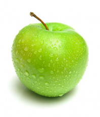 عکس سیب سبز با قطرات آب