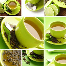 عکس فنجان سبز و چای سبز