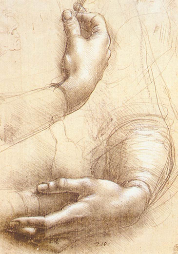 تابلوی نقاشی مطالعه دستها اثر لئوناردو داوینچی