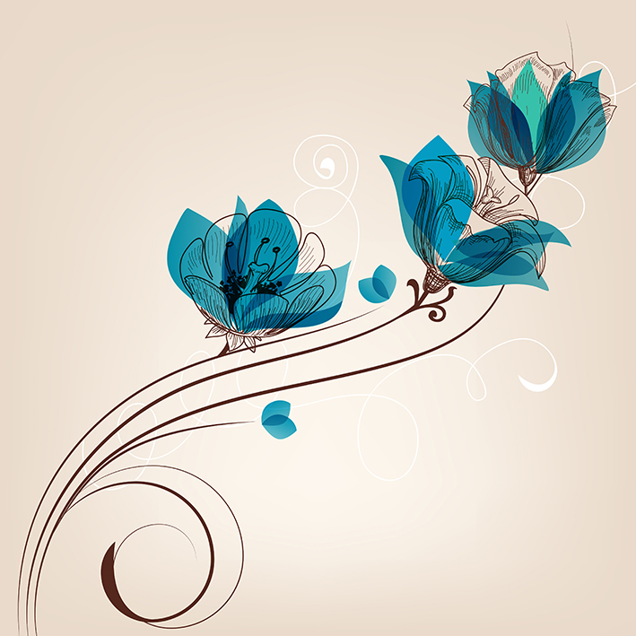 تصویر وکتور یک شاخه گل آبی